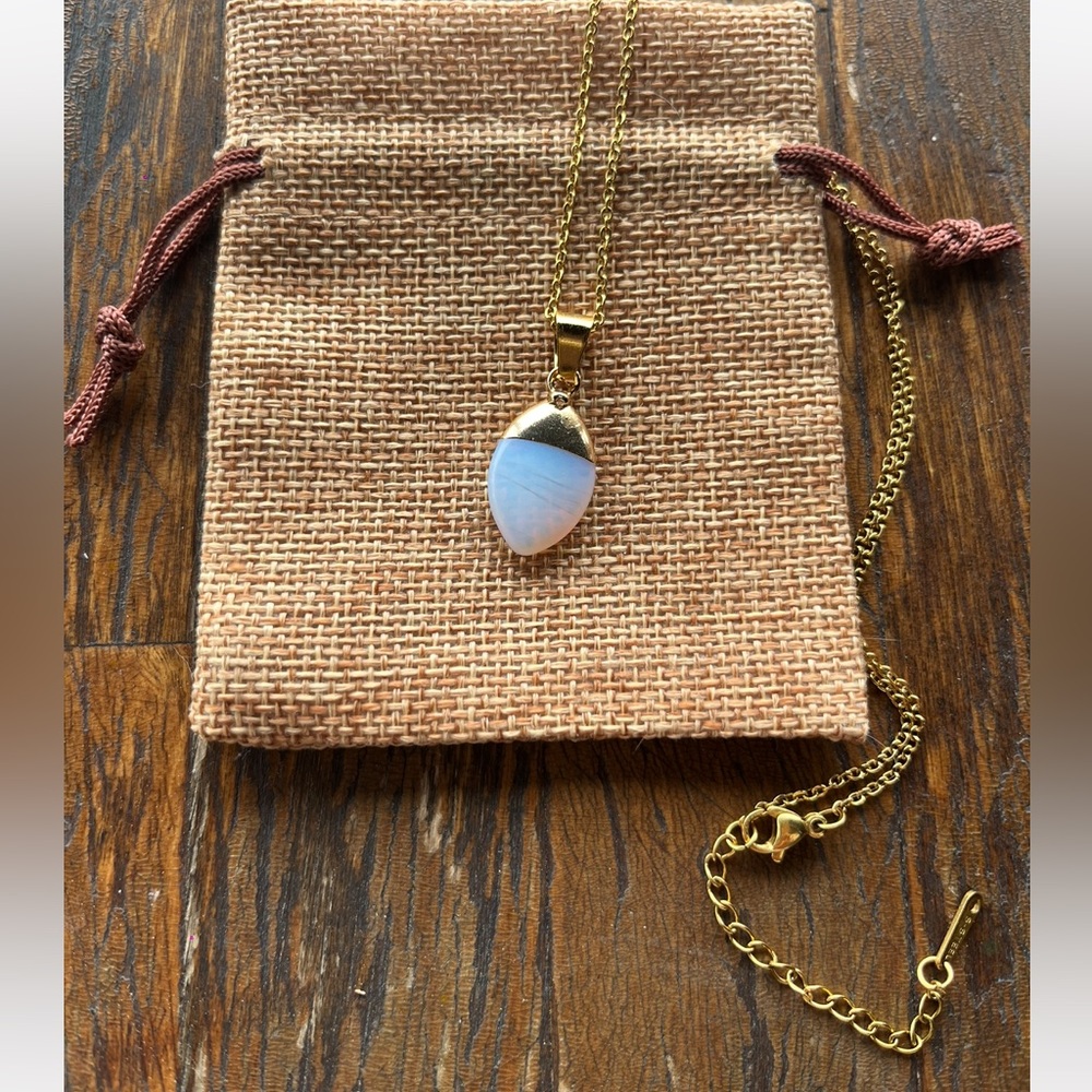 Brand new Opalite Pendant Opalite Necklace Minimalist Oval Necklace